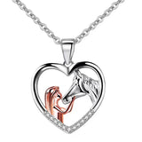 Collier Fille et Cheval Zircon Cœur Magnifique