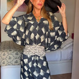 Vanessa | Vestido Maxi com Estampado Monocromático