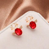 Boucles d'oreilles clous en cristal renne festif