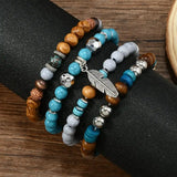 Pulseira Contas Turquesa com Folhas