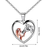 Collier Fille et Cheval Zircon Cœur Magnifique