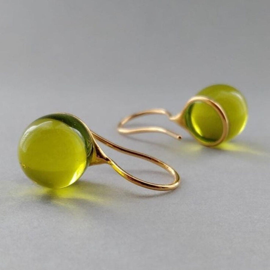 Brincos Gota Cristal Verde-Azeitona