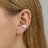Magnifiques boucles d'oreilles clip hirondelle argentée