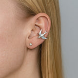 Magnifiques boucles d'oreilles clip hirondelle argentée