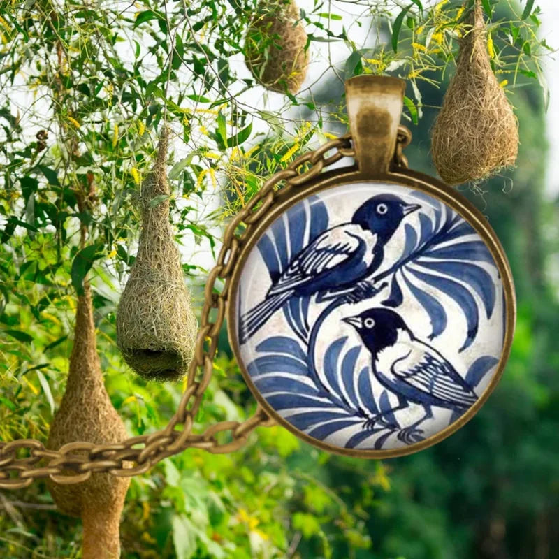 Collier pendentif en verre avec animal esprit de la forêt