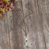 Collier barre Sagesse hibou turquoise