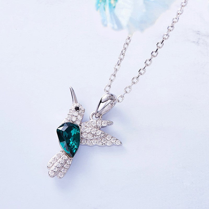 Collier Colibri Scintillant en Oxyde de Zirconium