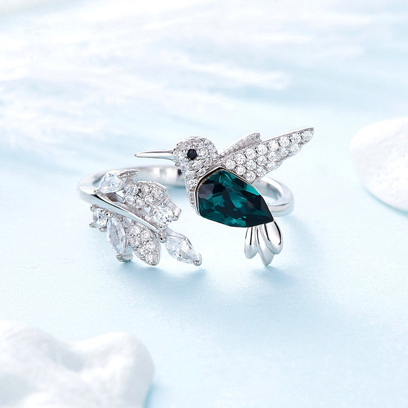Anel Cintilante Ajustável Colibri com Strass