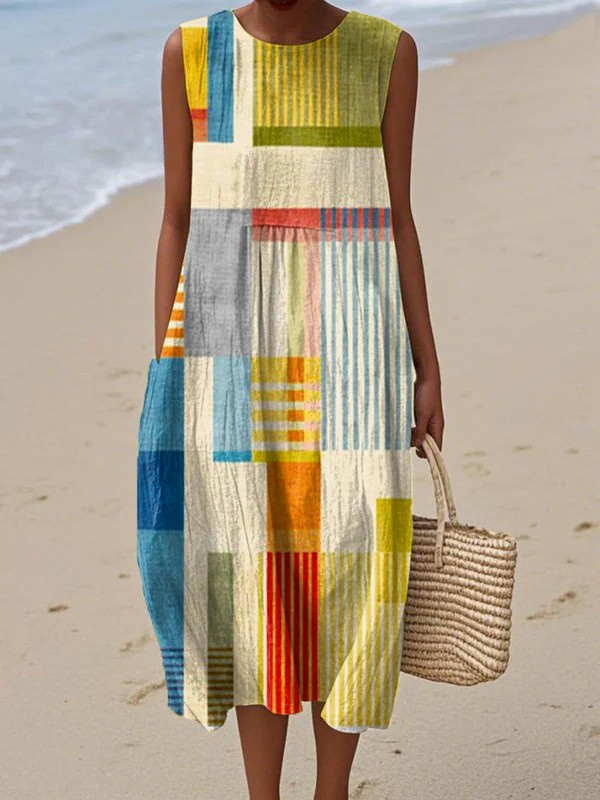Laura™ | Vestido Midi Geométrico