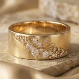 Anel Folha de Zircónia Dourado