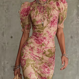Nina | Vestido Maxi Floral com Mangas Balão