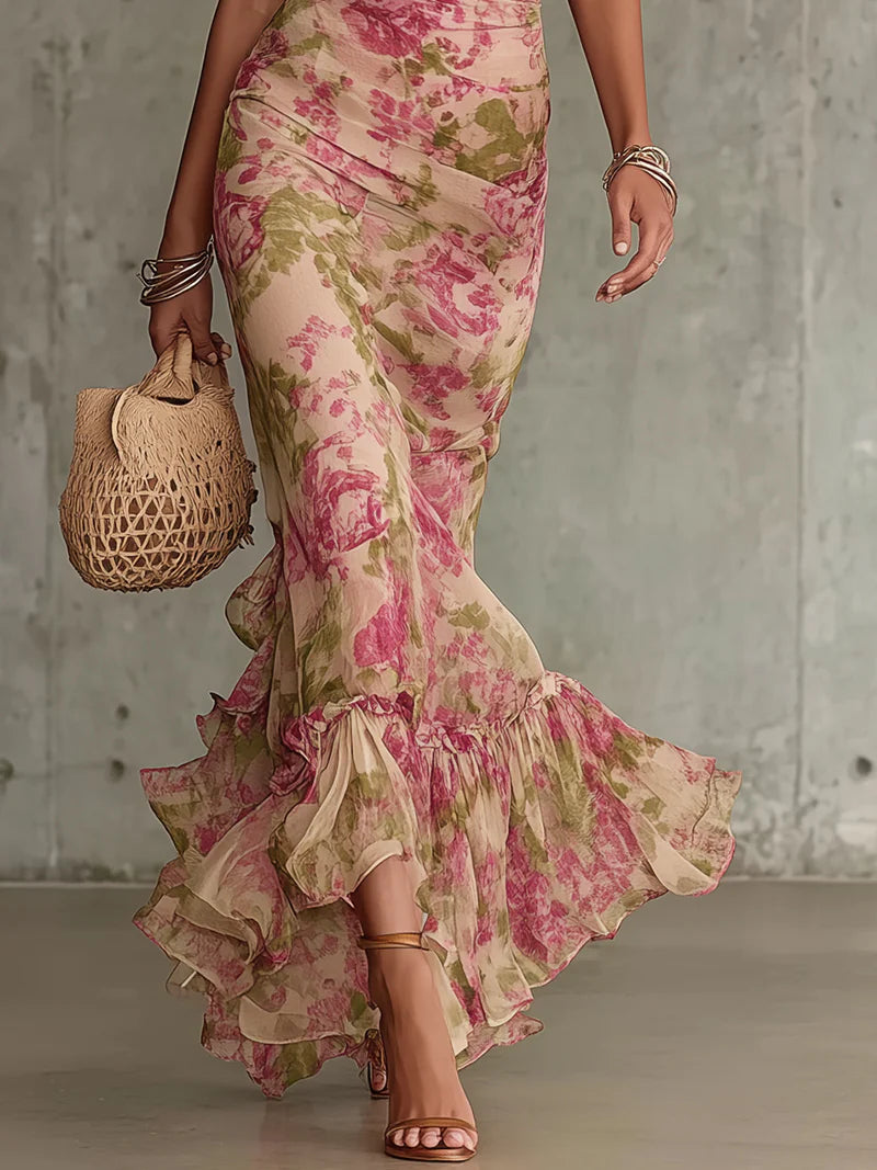Nina | Vestido Maxi Floral com Mangas Balão