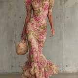 Nina | Vestido Maxi Floral com Mangas Balão