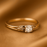 Anel Zircónia Central Dourado