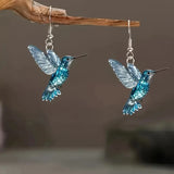 Boucles d'oreilles Colibri en cristal bleu
