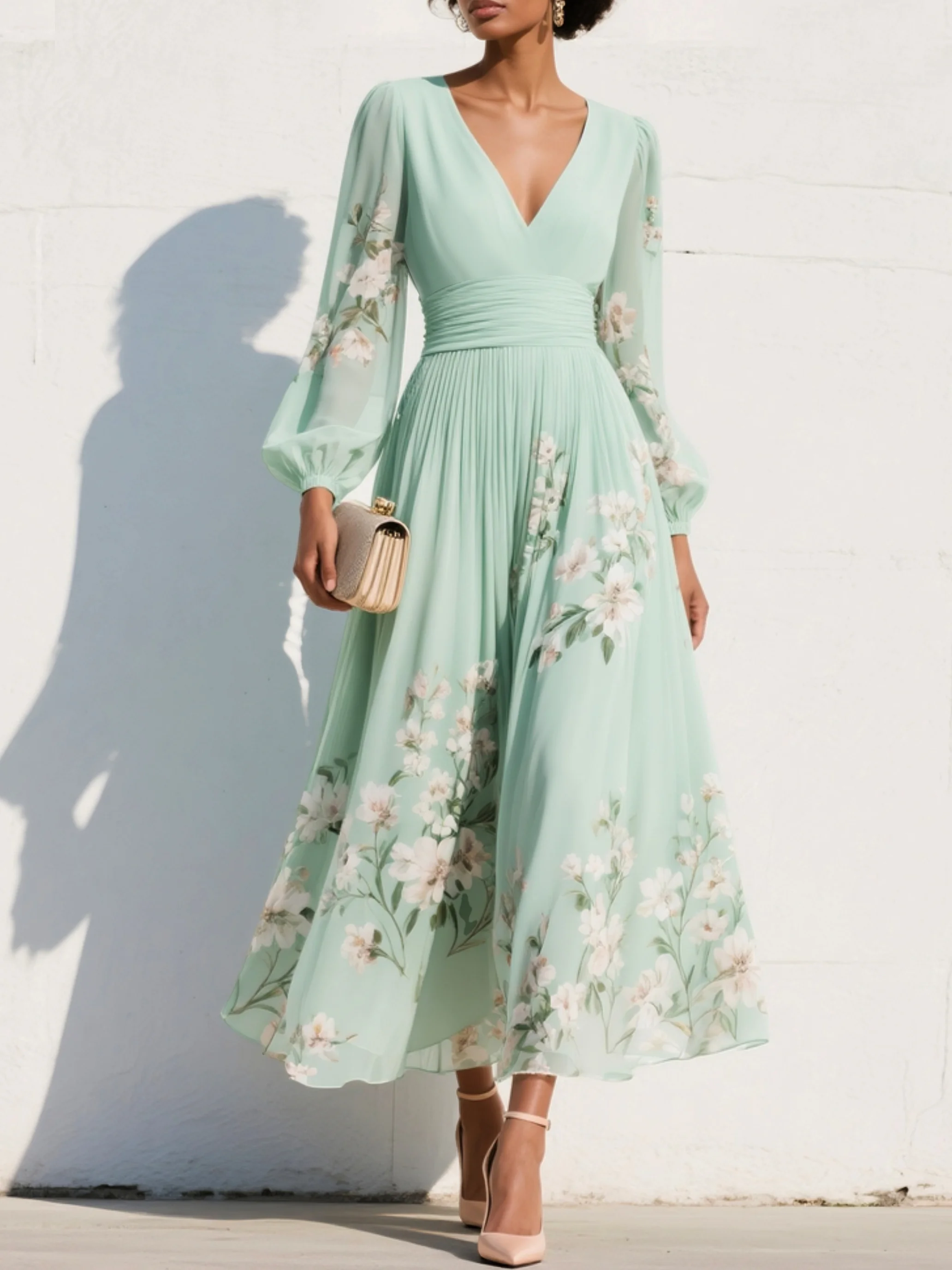 Denise | Vestido Midi com Mangas Balão