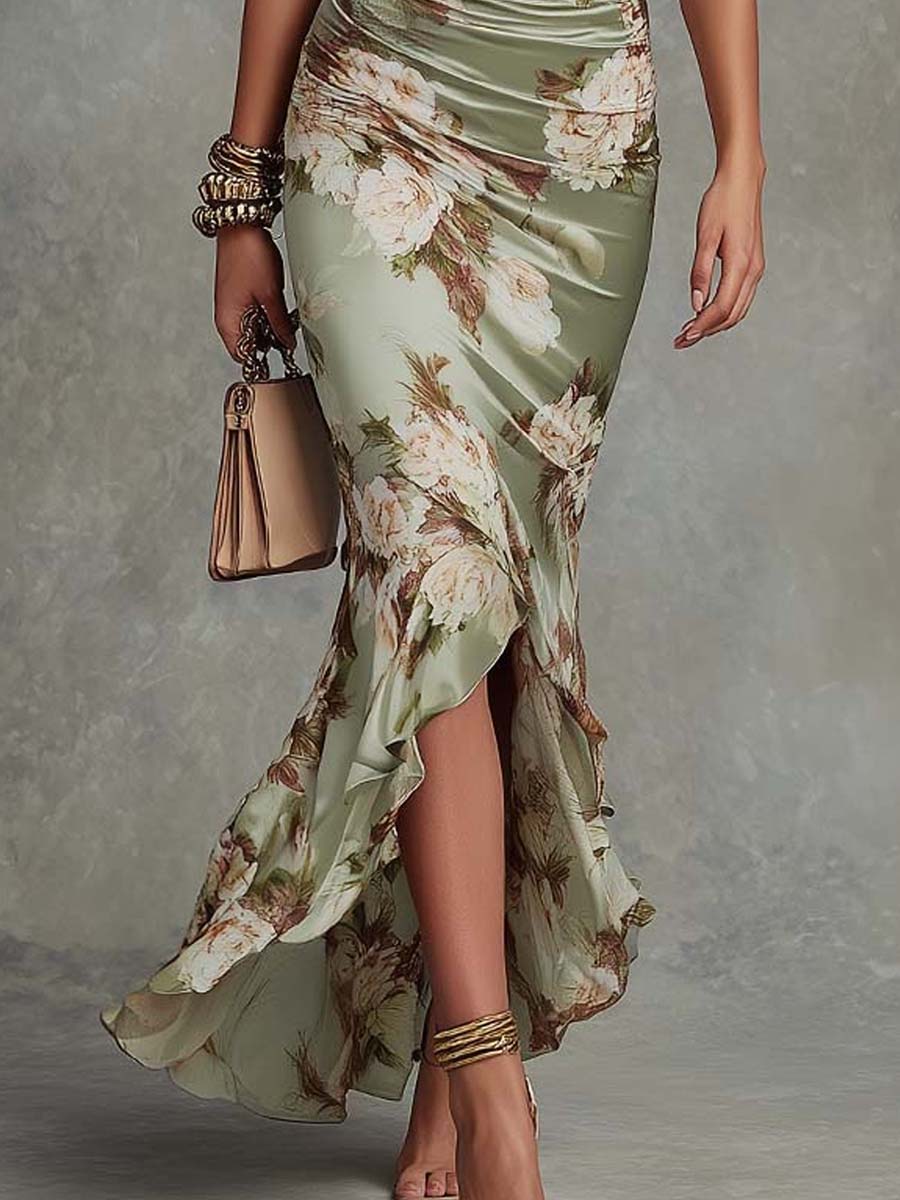 Carina | Vestido Maxi Floral Franzido
