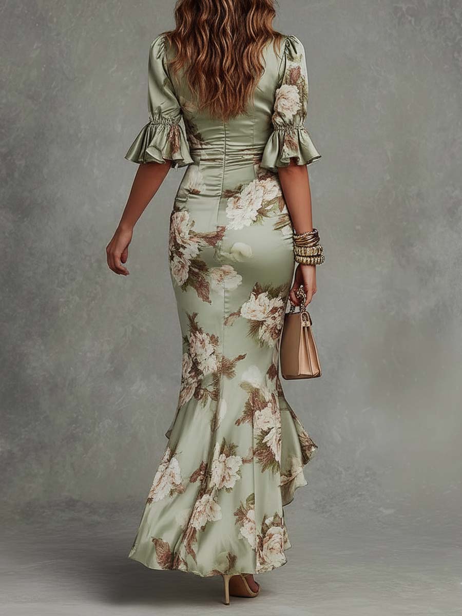 Carina | Vestido Maxi Floral Franzido