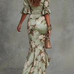 Carina | Vestido Maxi Floral Franzido