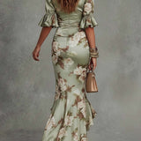 Carina | Vestido Maxi Floral Franzido