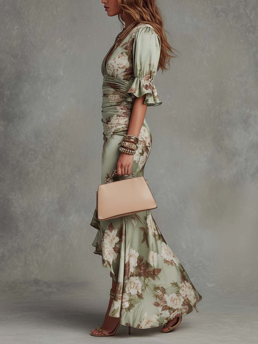 Carina | Vestido Maxi Floral Franzido