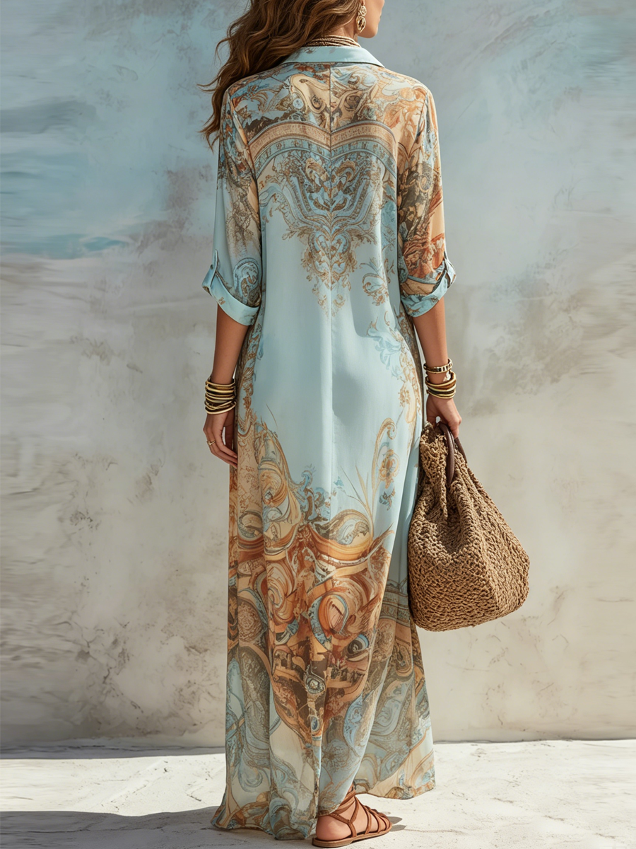 Nélia | Vestido Maxi Boho com Padrão Paisley