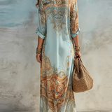 Nélia | Vestido Maxi Boho com Padrão Paisley