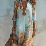 Nélia | Vestido Maxi Boho com Padrão Paisley