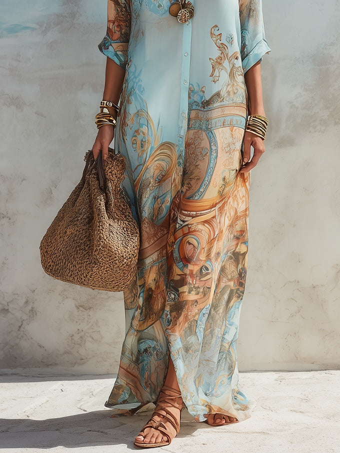 Nélia | Vestido Maxi Boho com Padrão Paisley
