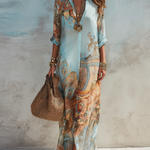 Nélia | Vestido Maxi Boho com Padrão Paisley