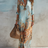 Nélia | Vestido Maxi Boho com Padrão Paisley