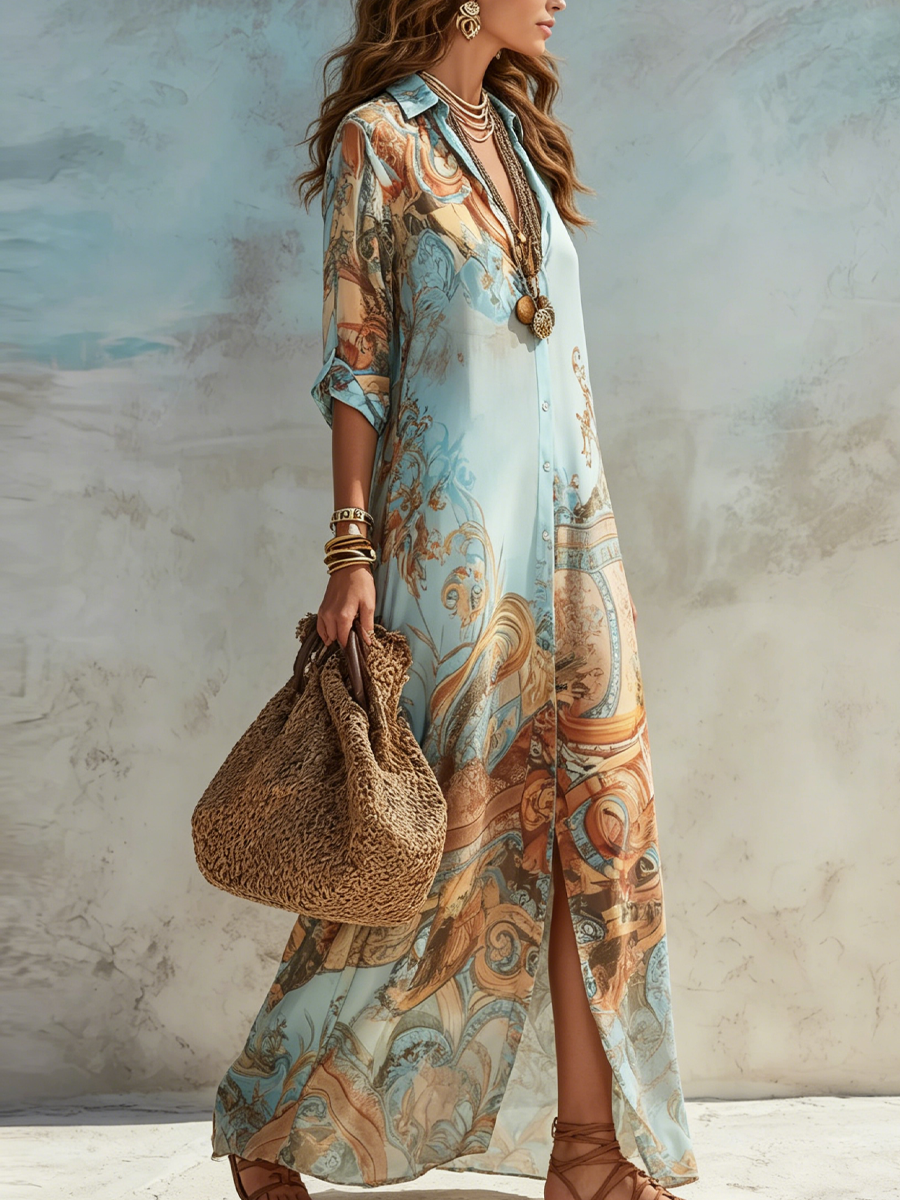 Nélia | Vestido Maxi Boho com Padrão Paisley