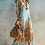 Nélia | Vestido Maxi Boho com Padrão Paisley