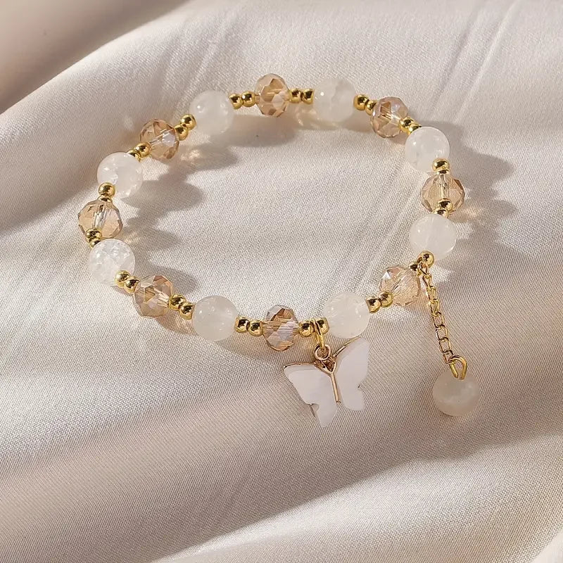 Pulseira Elástica de Contas Borboleta