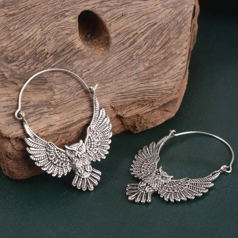 Boucles d'oreilles hibou bohème vintage