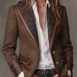 Francisca | Blazer Espinha de Peixe com Detalhes Estampados