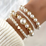 Conjunto de 4 Pulseiras com Pérolas