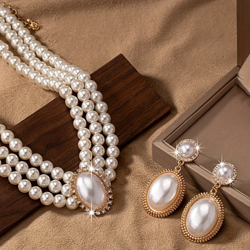 Conjunto de Joias com Fio de Pérolas