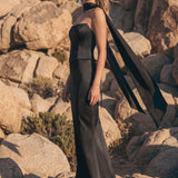 Alice | Vestido de dama de honor cetim de acetato tubinho com laço