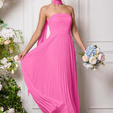 Amélia | Vestido de dama de honor chiffon evasê pregas
