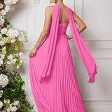 Amélia | Vestido de dama de honor chiffon evasê pregas
