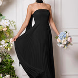Amélia | Vestido de dama de honor chiffon evasê pregas