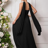 Amélia | Vestido de dama de honor chiffon evasê pregas