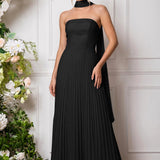 Amélia | Vestido de dama de honor chiffon evasê pregas
