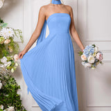 Amélia | Vestido de dama de honor chiffon evasê pregas