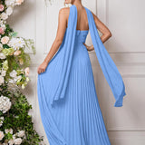 Amélia | Vestido de dama de honor chiffon evasê pregas