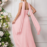 Amélia | Vestido de dama de honor chiffon evasê pregas