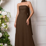 Amélia | Vestido de dama de honor chiffon evasê pregas