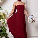 Amélia | Vestido de dama de honor chiffon evasê pregas