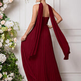 Amélia | Vestido de dama de honor chiffon evasê pregas